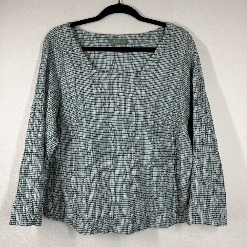Cut Loose Textured Crinkle Wavy Pattern Blouse Boxy Fit Lagenlook Womens Size XL